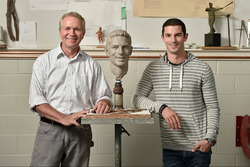 In September, 2016 Indianapolis 500 winner Alexander Rossi visited sculptor Will Behrends in Tryon, NC to begin the process of creating Rossi's image for the Borg-Warner Trophy
