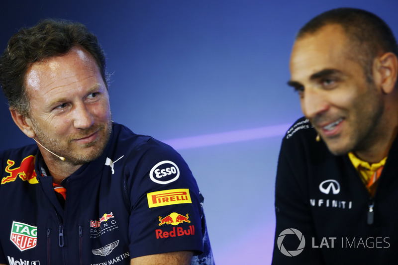 Christian Horner, Team Principal, Red Bull Racing, Cyril Abiteboul, Managing Director, Renault Sport