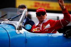 Kimi Raikkonen, Ferrari, at the drivers parade