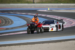 #75 ISR, Audi R8 LMS: Filip Salaquarda, Clemens Schmidt, Frank Stippler get back to pitlane with quad