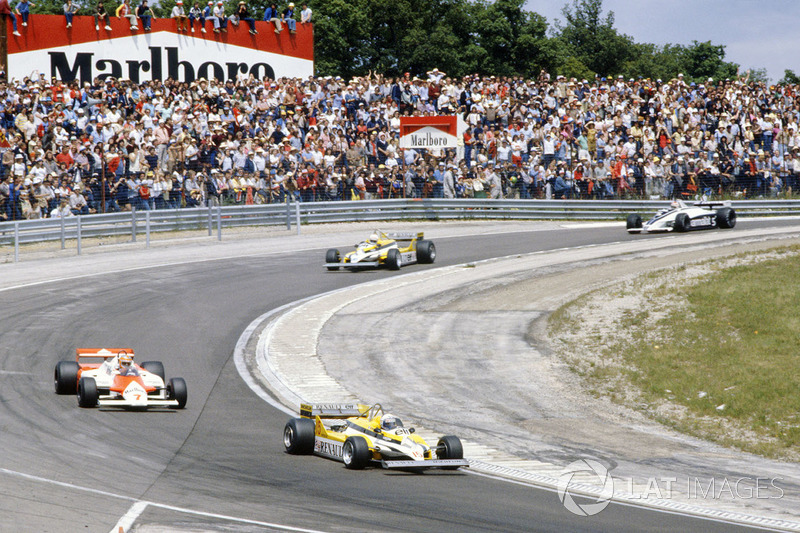 Alain Prost, Renault RE30 John Watson, McLaren MP4/1 Ford, Réne Arnoux, Renault RE30, Nelson Piquet,