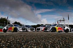 The cars of Toomas Heikkinen, EKS, Audi S1 EKS RX Quattro, Reinis Nitiss, EKS, Audi S1 EKS RX Quattro, Nico Müller, EKS, Audi S1 EKS RX Quattro, Mattias Ekström, EKS, Audi S1 EKS RX Quattro