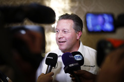 Zak Brown, Executive Director, McLaren Technology Group talks to the media after announcing Fernando