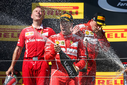 Podium: race winner Sebastian Vettel, Ferrari, second place Kimi Raikkonen, Ferrari, third place Val