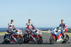 Nicky Hayden, Honda WSBK Team, Michael van der Mark, Honda WSBK Team e P.J. Jacobsen, Honda WSS Team