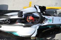 George Russell, Mercedes-Benz F1 W08 with halo