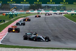 Lewis Hamilton, Mercedes-Benz F1 W08  leads at the start of the race