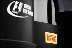 The Pirelli logo on a hospitality unit