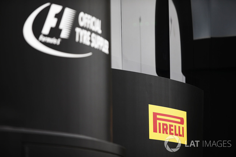 The Pirelli logo on a hospitality unit
