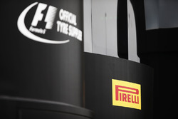 The Pirelli logo on a hospitality unit