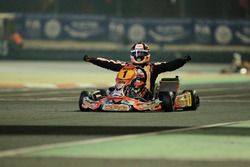 Pedro Hiltbrand, CRG, celebra su victoria en el CIK FIA World Championship