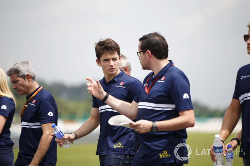 Charles Leclerc, Sauber, walks the track
