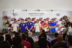 Cal Crutchlow, Team LCR, Honda; Maverick Vinales, Yamaha Factory Racing; Valentino Rossi, Yamaha Fac
