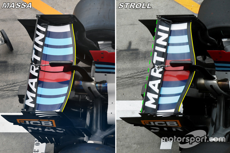 Williams FW40, rear wing comparison