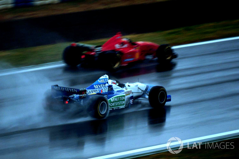 Michael Schumacher, Ferrari past Gerhard Berger, Benetton