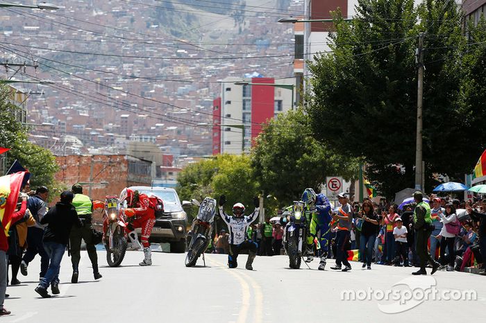 #8 Himoinsa Racing Team KTM: Gerard Farrés, #87 Team Pedrega KTM: Cristian España, #12 Sherco TVS Rally Factory: Joan Pedrero