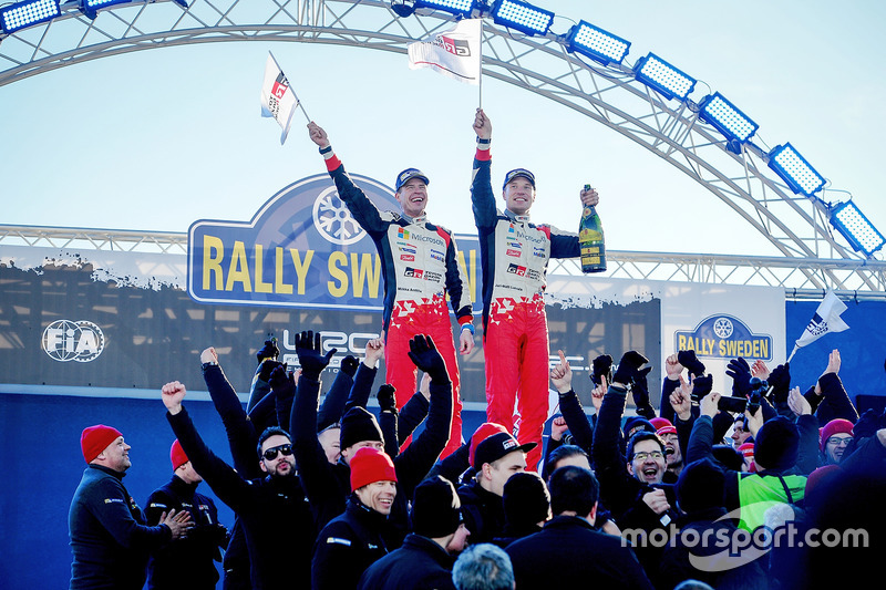 Ganadores de la carrera Jari-Matti Latvala, Miikka Anttila, Toyota Yaris WRC, Toyota Racing