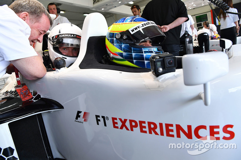 Paul Stoddart, Zsolt Baumgartner, F1 Experiences 2-Seater driver and F1 Experiences 2-Seater passenger Thomas Senecal, Journalist and Presenter for Canal