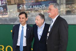 Pierre Fillon, président de l'ACO, Jean Todt, président de la FIA, Chase Carey, directeur exécutif du Formula One Group