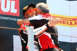 Podium: Race winner Marco Melandri, Ducati Team