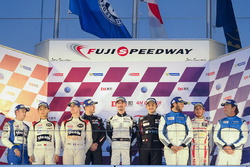 Podium LMP2: winners #8 Race Performance Oreca 03R Judd: Giorgio Maggi, Struan Moore, Fabien Schiller, second place #35 Jackie Chan DC Racing Oreca Nissan 03R: Ho Pin Tung, Gustavo Menezes, Thomas Laurent, third place #25 Algarve Pro Racing Ligier JS P2 Nissan: Michael Munemann, Andrea Roda, Andrea Pizzitola