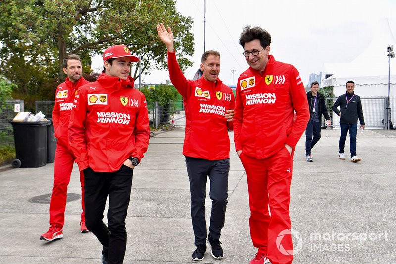 Sebastian Vettel, Ferrari, e Charles Leclerc, Ferrari