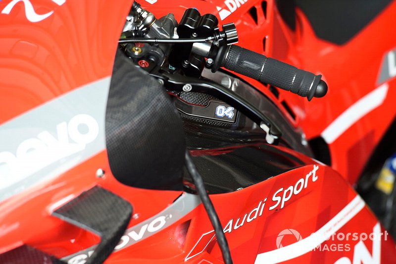 Le frein arrière de la moto d'Andrea Dovizioso