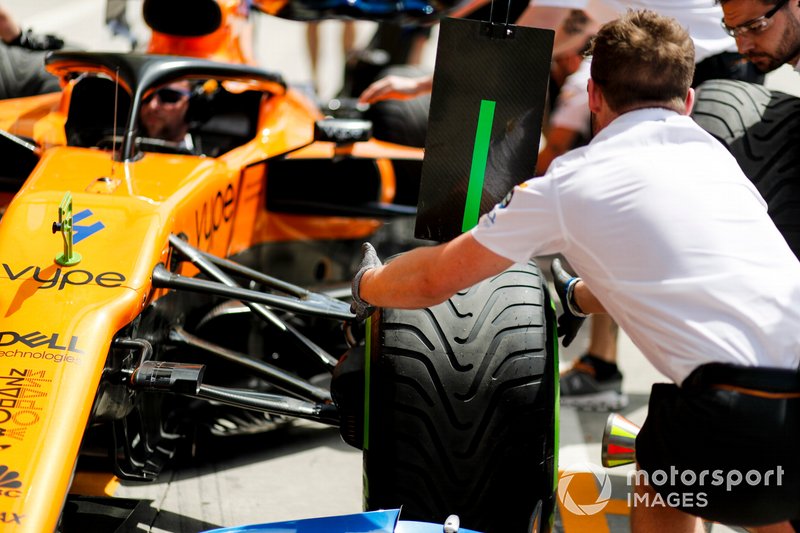 McLaren mechanics practice their pit stops