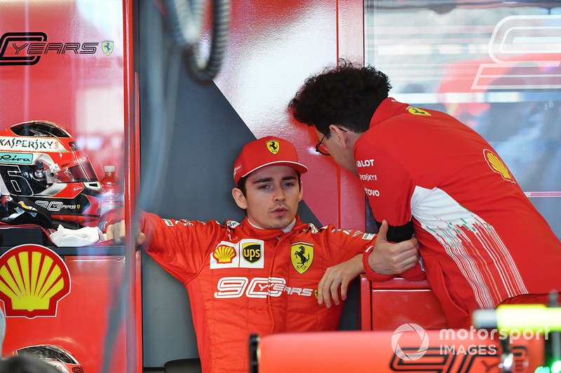 Charles Leclerc, Ferrari, and Mattia Binotto, Team Principal Ferrari