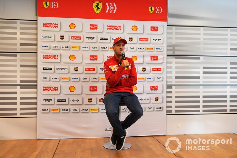Sebastian Vettel, Ferrari talks with the media