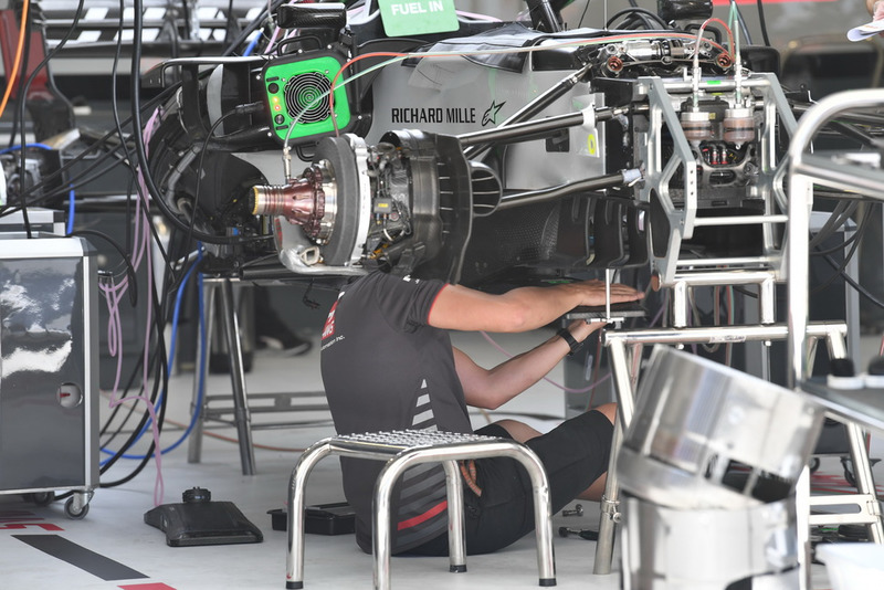 Haas F1 Team VF-18 in the garage