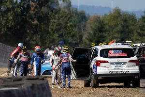 Marco Andretti, Herta - Andretti Autosport Honda, Ed Jones, Chip Ganassi Racing Honda get a ride to medical after a crash at the start