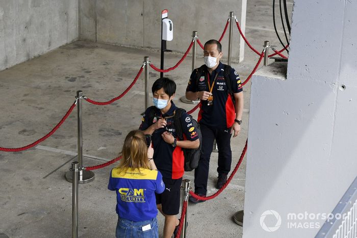 Red Bull Racing engineers arrive and are heat checked