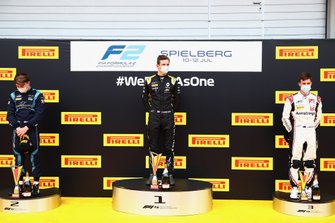 Podium: Race winner Christian Lundgaard, ART Grand Prix, second place Dan Ticktum, DAMS, third place Marcus Armstrong, ART Grand Prix