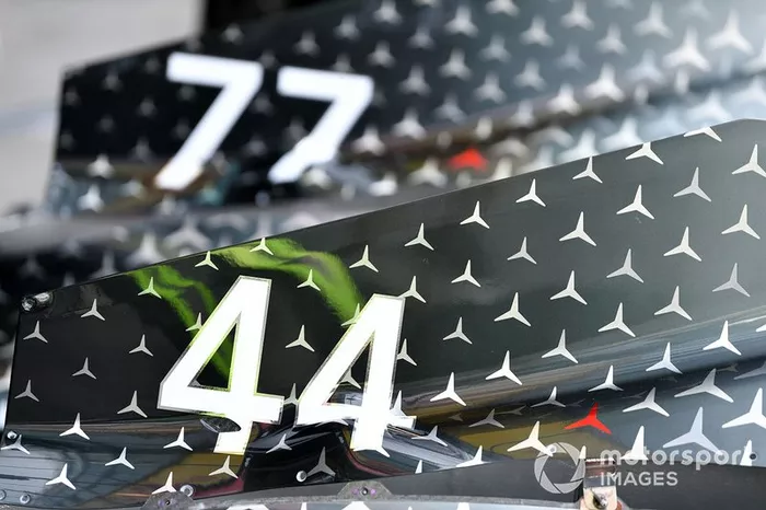 Lewis Hamilton's race number on his Mercedes F1 W11