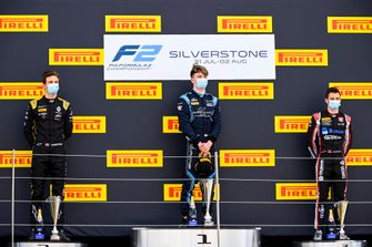 Christian Lundgaard, ART Grand Prix, race winner Dan Ticktum, Dams and Louis Deletraz, Charouz Racing System on the podium