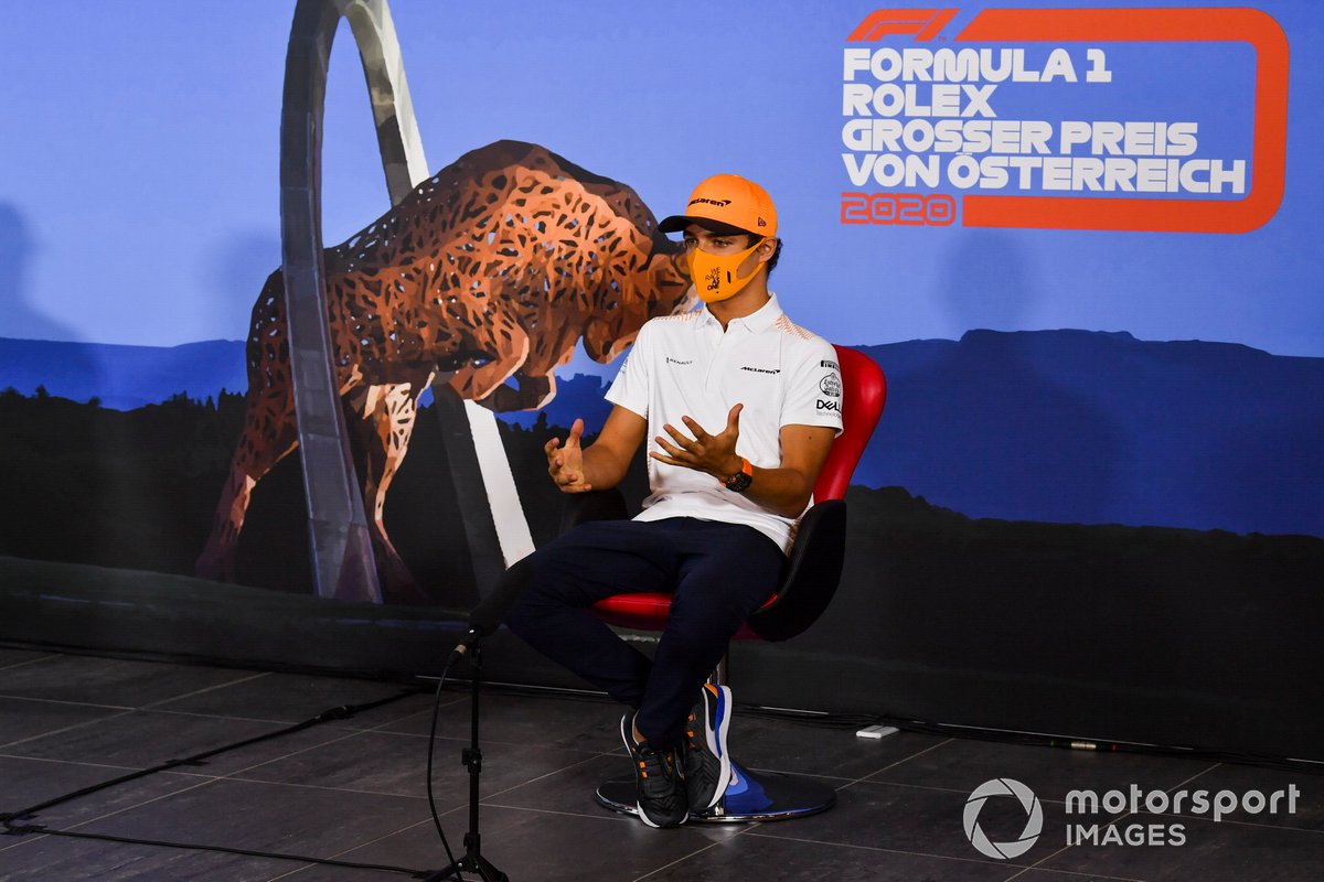 Lando Norris, McLaren durante la conferenza stampa