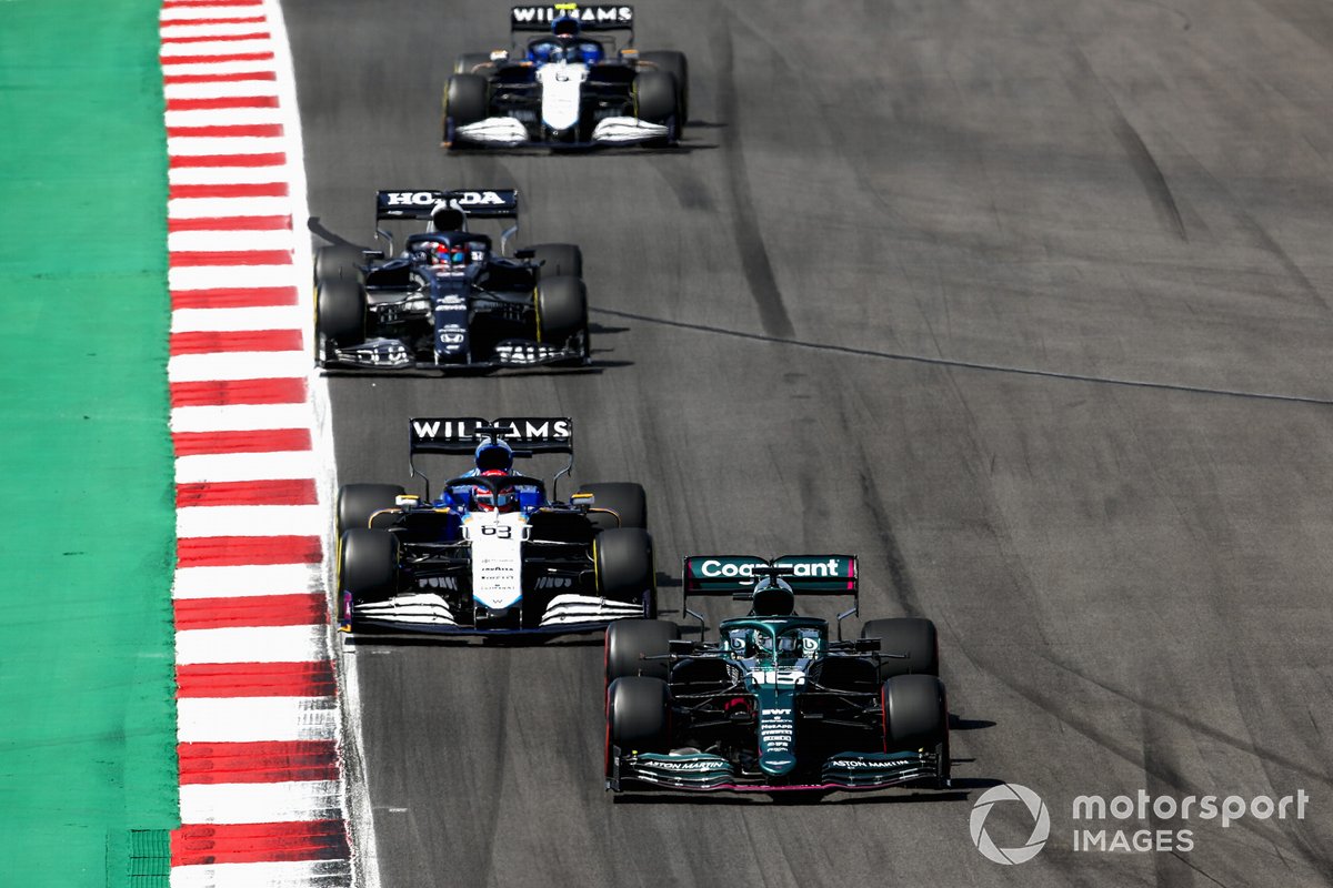 Lance Stroll, Aston Martin AMR21, George Russell, Williams FW43B, Yuki Tsunoda, AlphaTauri AT02, Nicholas Latifi, Williams FW43B