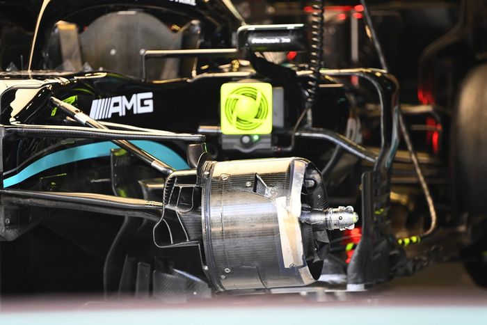 Detalle del tambor de freno delantero del Mercedes W12 