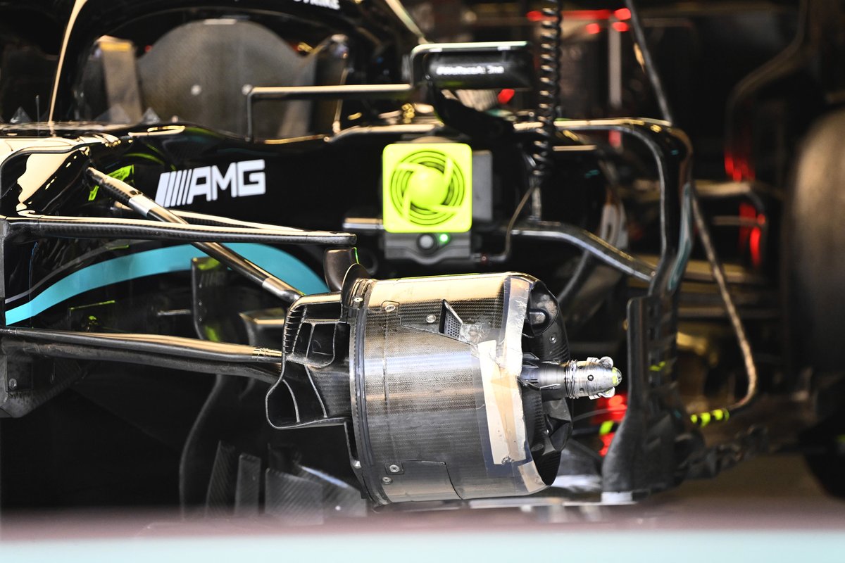 Detalle del tambor de freno delantero del Mercedes W12
