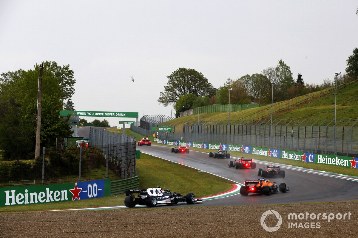 The Safety Car Max Verstappen, Red Bull Racing RB16B, Lewis Hamilton, Mercedes W12, Charles Leclerc, Ferrari SF21, Sergio Perez, Red Bull Racing RB16B, Daniel Ricciardo, McLaren MCL35M, and Pierre Gasly, AlphaTauri AT02