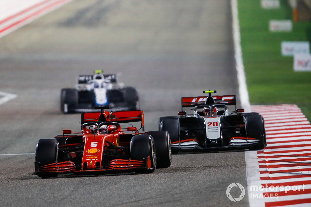 Sebastian Vettel, Ferrari SF1000, Kevin Magnussen, Haas VF-20