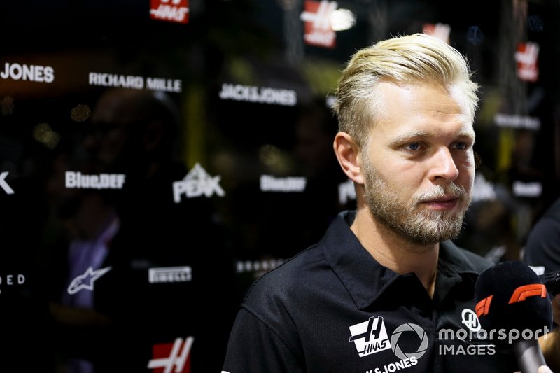 Kevin Magnussen, Haas F1 Team speaks to the media