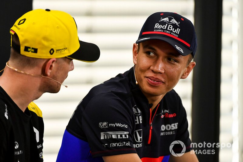 Alexander Albon, Toro Rosso and Nico Hulkenberg, Renault F1 Team talk In the Press Conference