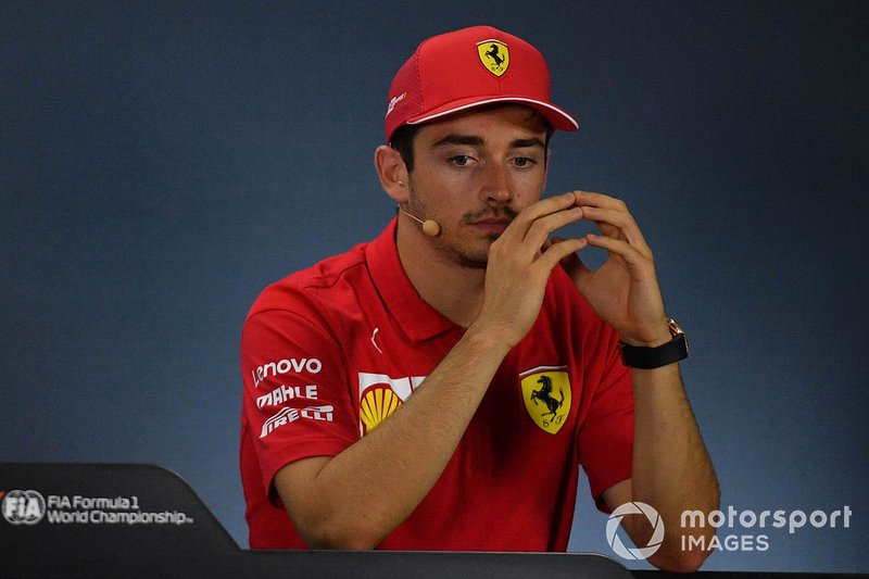 Charles Leclerc, Ferrari, terzo classificato, in conferenza stampa