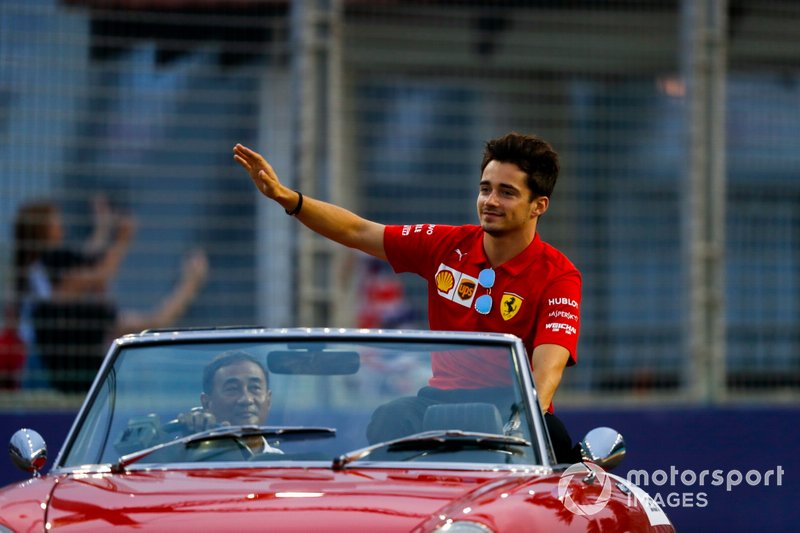 Charles Leclerc, Ferrari, alla parata dei piloti