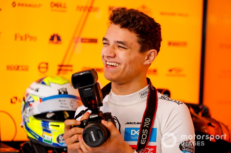 Lando Norris, McLaren with a camera