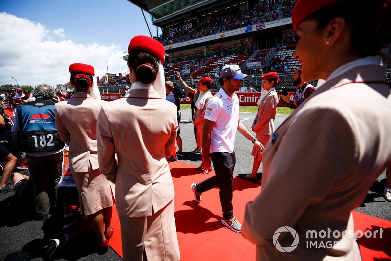 Carlos Sainz Jr., McLaren, at the drivers parade
