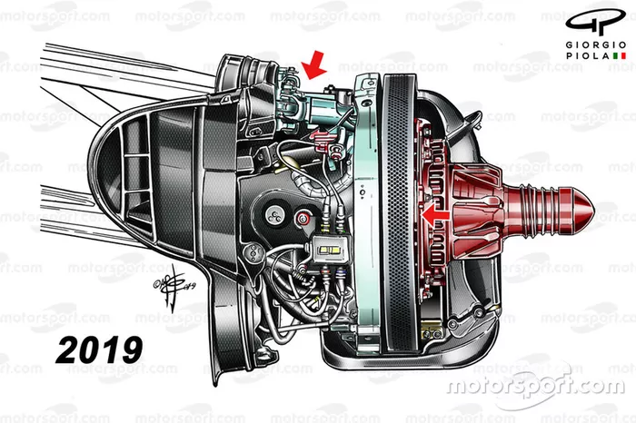 Ferrari SF90, dettaglio dei freni anteriori, GP del Canada