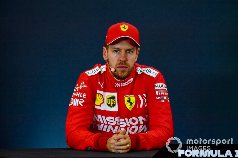 Sebastian Vettel, Ferrari, durante la conferenza stampa post Qualifiche